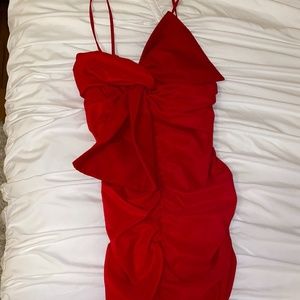 Short red Zara semi dress with bow and sinch